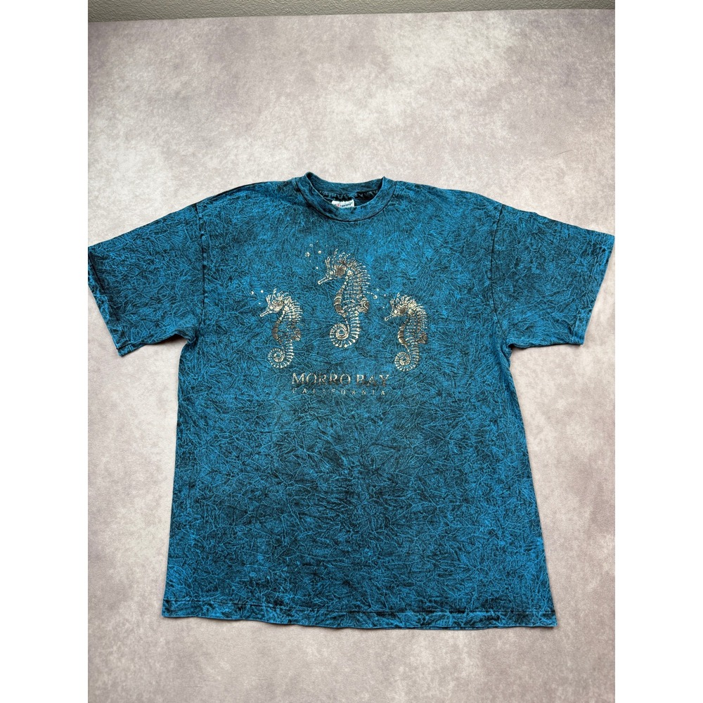 VTG‎ Hanes Beefy-T Size L 42-44 Morro Bay California Seahorse USA Single Stitch